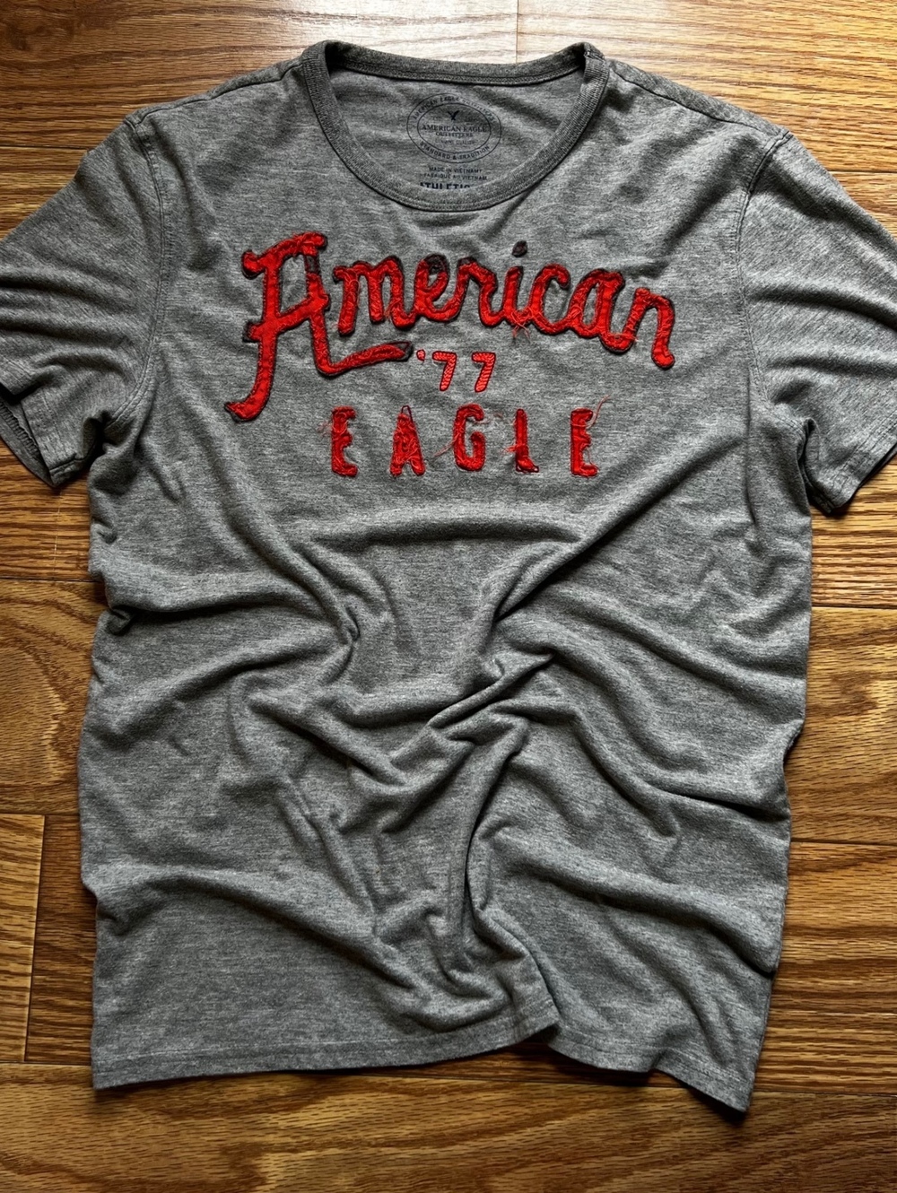 vintage y2k american eagle gray tee athletic fit streetwear grunge soft cotton